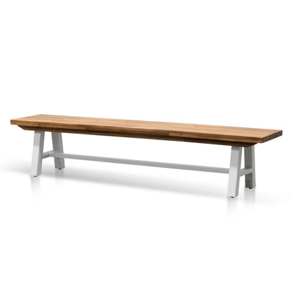 Ellis Outdoor Wooden Bench - Natural Top and White Legs by Interior Secrets - AfterPay Available
