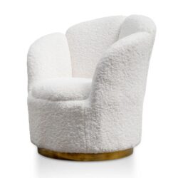 Elmer Lounge Chair - White with Brass Gold Base by Interior Secrets - AfterPay Available