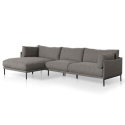 Emilis 4 Seater Left Chaise Fabric Sofa - Graphite Grey - Last One by Interior Secrets - AfterPay Available