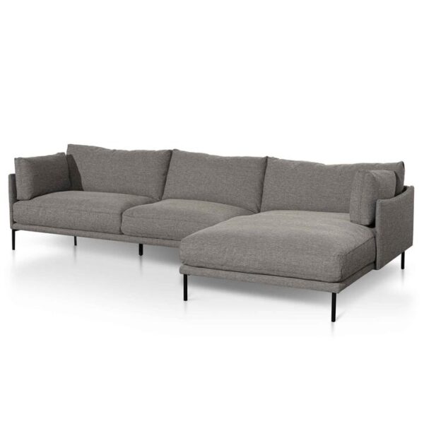 Emilis 4 Seater Right Chaise Fabric Sofa - Graphite Grey by Interior Secrets - AfterPay Available