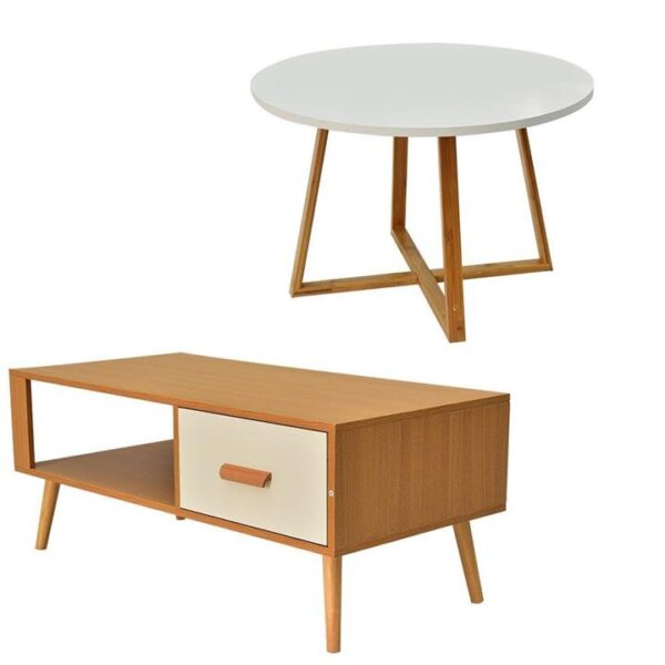Entertainment Unit TV Unit + Round Coffee Side Table