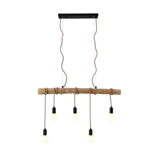 Evonne Timber Wood Pendant Lamp Light Black/Natural