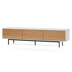 Ex Display - Alto 2m TV Entertainment Unit With Natural Drawers - Black Frame by Interior Secrets - AfterPay Available