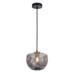 FOSSETTE Pendant Lamp Light Interior ES Smoke Glass Flat Top Dome Antique Brass Highlight OD220mm