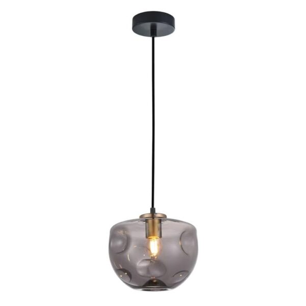 FOSSETTE Pendant Lamp Light Interior ES Smoke Glass Flat Top Dome Antique Brass Highlight OD220mm