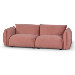 Ferrell 3 Seater Sofa - Blush Pink Velvet With Brass Frame by Interior Secrets - AfterPay Available