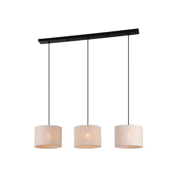 Flint Modern 3-Lights Metal Fixture Hanging Pendant Lamp Linen/Black