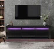 Galland 180Cm 2 Drawer Entertainment Unit With Led Light Black