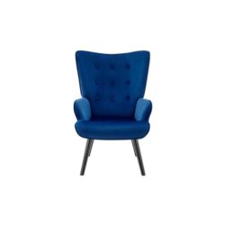 Henry High Back Fabric Accent Lounge Relaxing Armchair - Blue Velvet - Blue