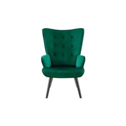 Henry High Back Fabric Accent Lounge Relaxing Armchair - Green Velvet - Green