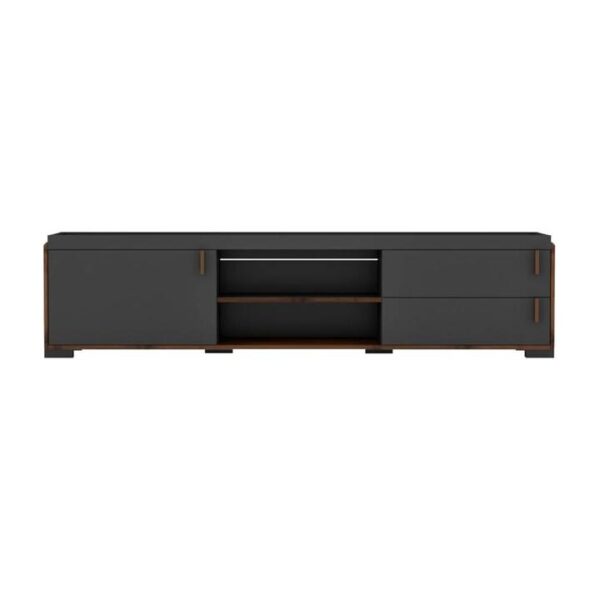 Lancester Entertainment Unit TV Stand 1.8m - Walnut & Dark Grey