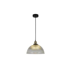 Livia Hanging Pendant Lamp Glass Shade - Black / Clear