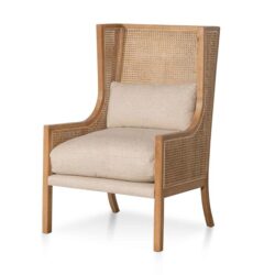 Lowell Wingback Rattan Armchair - Distress Natural - Sand White by Interior Secrets - AfterPay Available