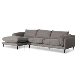 Lucio 4 Seater Left Chaise Fabric Sofa - Graphite Grey by Interior Secrets - AfterPay Available