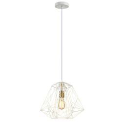 MARTE Pendant Lamp Light Interior ES 72W White Iron Cage Antique Brass OD395x H350mm