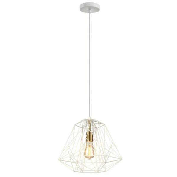 MARTE Pendant Lamp Light Interior ES 72W White Iron Cage Antique Brass OD395x H350mm