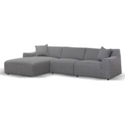 Marlin 3 Seater Left Chaise Fabric Sofa - Noble Grey by Interior Secrets - AfterPay Available