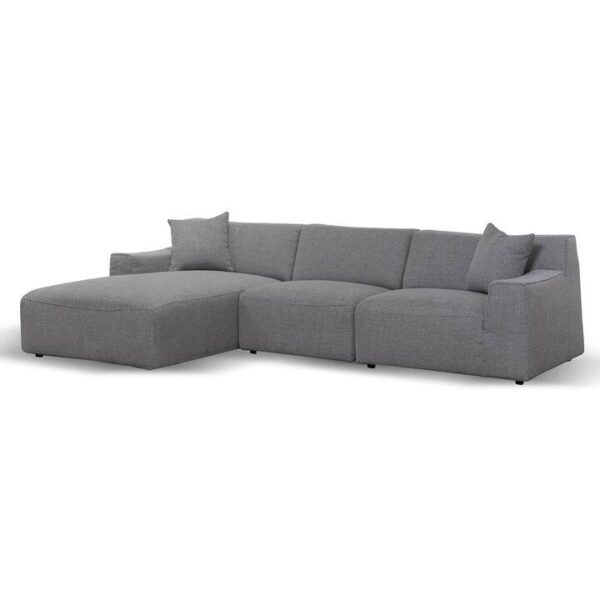 Marlin 3 Seater Left Chaise Fabric Sofa - Noble Grey by Interior Secrets - AfterPay Available
