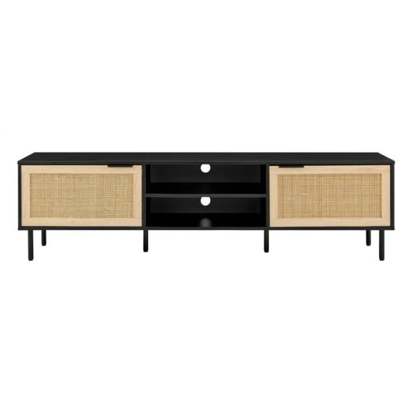 Marrakesh Lowline Entertainment Unit TV Stand Storage Cabinet 180cm - Black/Natural
