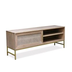 Marta Timber & Rattan Sliding Door TV Unit- Natural by Interior Secrets - AfterPay Available