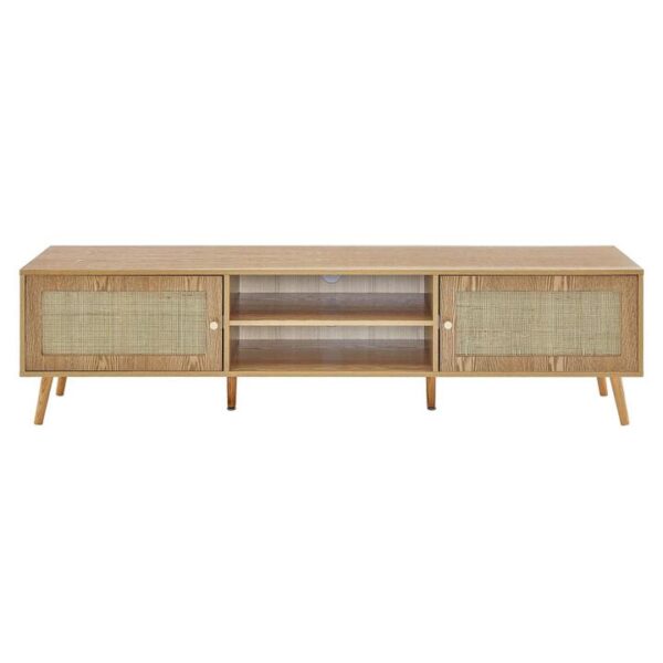 Morocco Rattan Lowline Entertainment Unit TV Stand Storage Cabinet 180cm - Natural