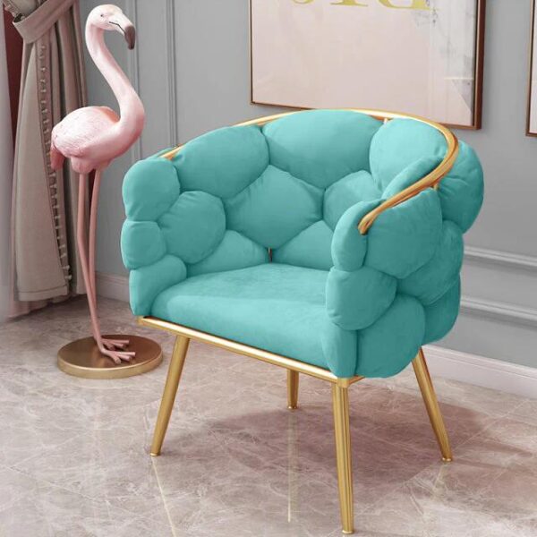 NNEOBA fluffy Single sofa creative design velvet armchair(Lake Blue)