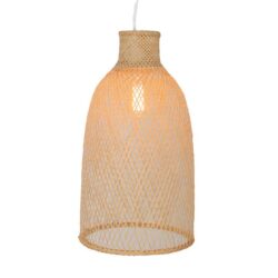 New Oriental Cone Modern Oriental Wooden Hand-Woven Bamboo Pendant Lamp Light - Natural