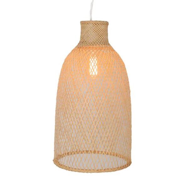 New Oriental Cone Modern Oriental Wooden Hand-Woven Bamboo Pendant Lamp Light - Natural