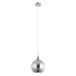 PESINI Pendant Lamp Light Interior ES 40W Black Smoke Wine Glass with Chrome Highlight