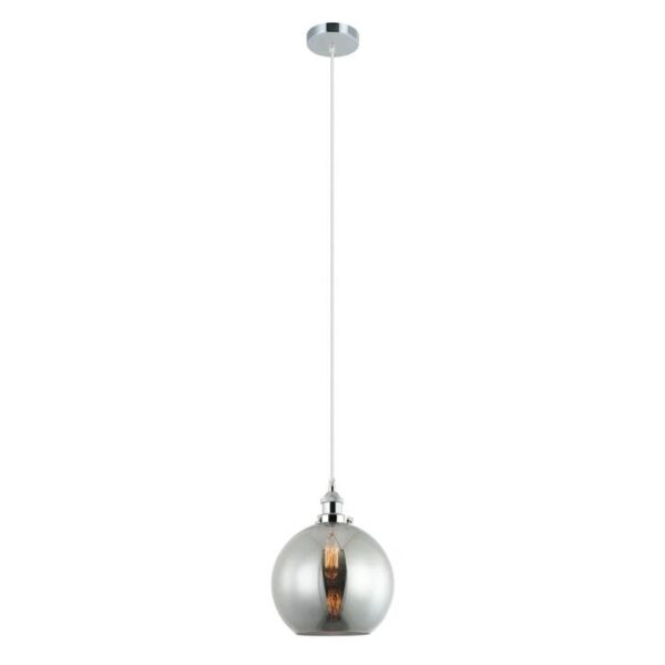 PESINI Pendant Lamp Light Interior ES 40W Black Smoke Wine Glass with Chrome Highlight
