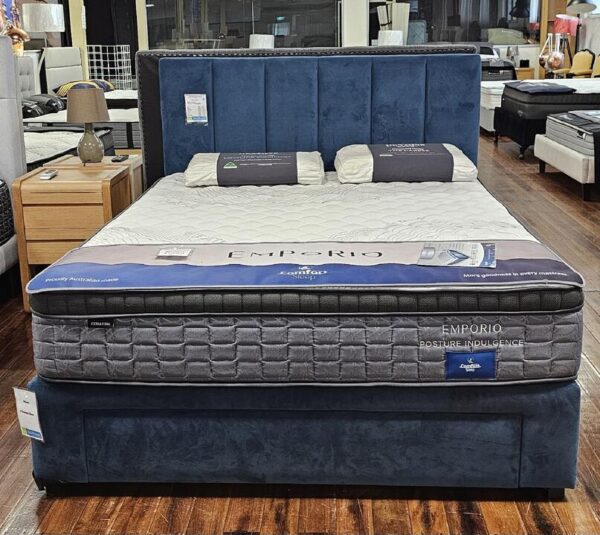 Panelled vertical custom upholstered bed with divan t4 base - discounted display model