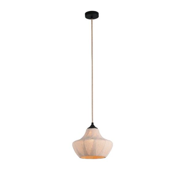 Pascal Modern Glass Fabric Wine Glass Shape Shade Hanging Pendant Light Lamp Black/Linen