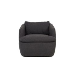 Raimon Furniture Nevaeh Textured Fabric Swivel Occasional Armchair Accent Lounge Chair Dark Grey