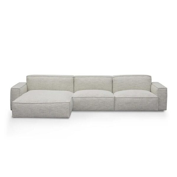 Roshil Left Chaise Fabric Sofa - Fog Grey by Interior Secrets - AfterPay Available