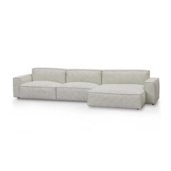 Roshil Right Chaise Fabric Sofa - Fog Grey by Interior Secrets - AfterPay Available