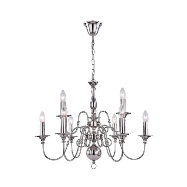 Rowan Rustic 5-Light Pendant Lamp Light Chandellier Polished Nickel