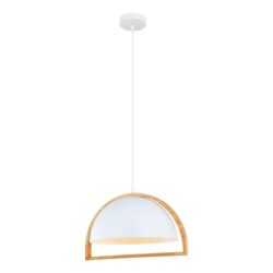 SWING Pendant Lamp Light Interior ES Matte White Dome with Wood Frame OD370mm
