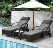 Set Of 2 Brendel Sun Lounges Black