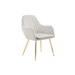 Set of 2 Armadale Fabric Velvet Kitchen Chair Dining Armchair - Light Grey - Light Grey