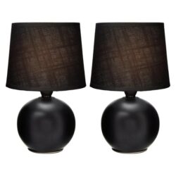 Set of 2 Capri Ceramic Base Modern Round Table Lamp - Black