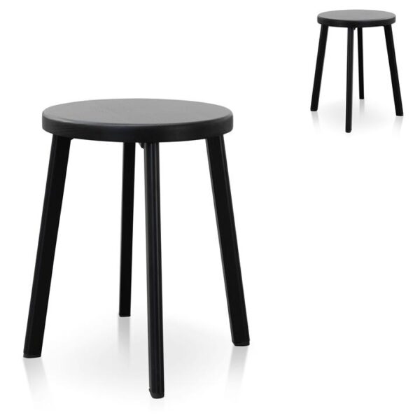 Set of 2 - James 46cm Wooden Seat Low Stool - Full Black by Interior Secrets - AfterPay Available