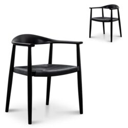 Set of 2 - Sunday Round Dining Armchair - Full Black by Interior Secrets - AfterPay Available