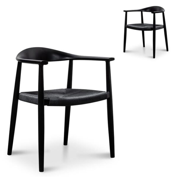 Set of 2 - Sunday Round Dining Armchair - Full Black by Interior Secrets - AfterPay Available