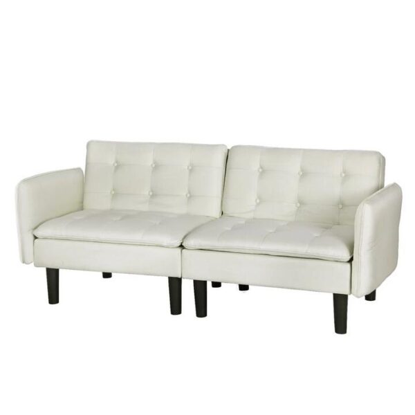Sofa Bed 192CM Beige Faux Linen Fabric