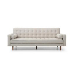 Sofa Bed 3 Seater Button Tufted Lounge Set for Living Room Couch in Fabric Beige Colour