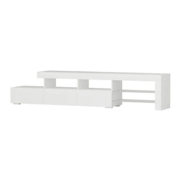 TV Cabinet Entertainment Unit Stand RGB LED Gloss Furniture 215cm White
