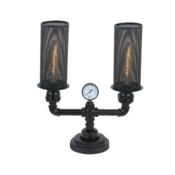 VENETO Table Lamp ESx2 Black Mesh Oblong OD110mm with Black