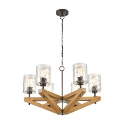 VOTIF Pendant Lamp Light Interior ESx6 OD799mm Candelabra Oak Wood