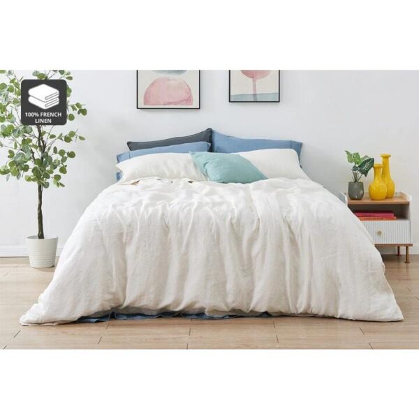 100% French Linen Quilt Cover Set - Almond, Queen - Queen