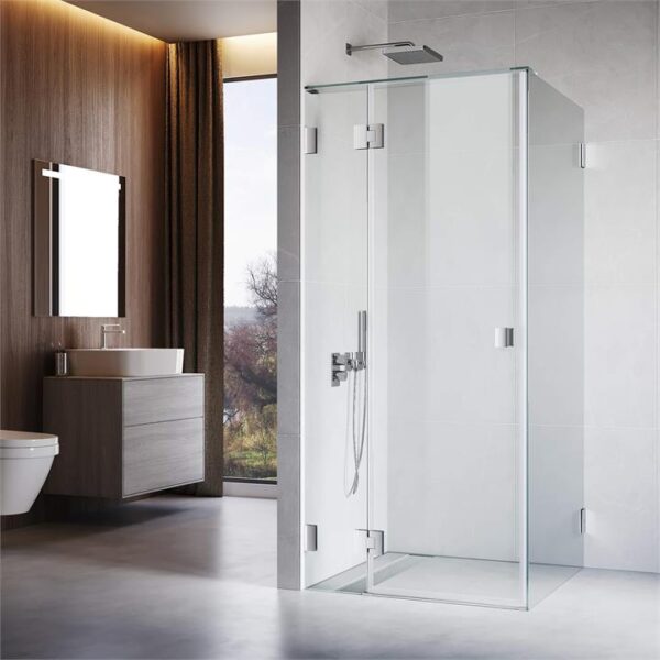 10mm Fully Frameless Shower Screen Enclosure Silver, 1200 x 900mm